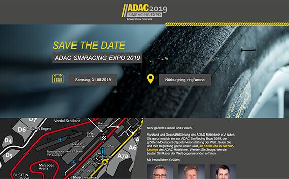 Eventwebsite ADAC Simracing Expo