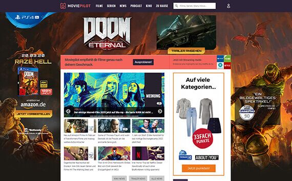 teilresponsive Sitebranding mit Video und Animation "Doom Eternal"