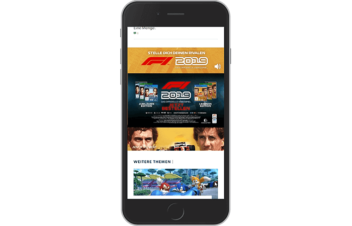 mobile Interscroller mit Video für F1 2019